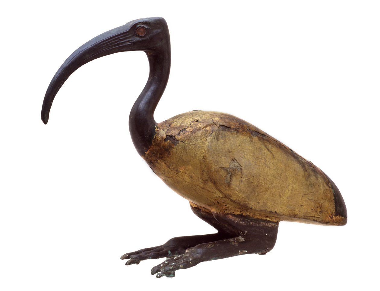 Ibis, v podřepu, cca 1350 př. n. l. (dřevo, bronz, sklo a zlacení) od Egyptian 18th Dynasty