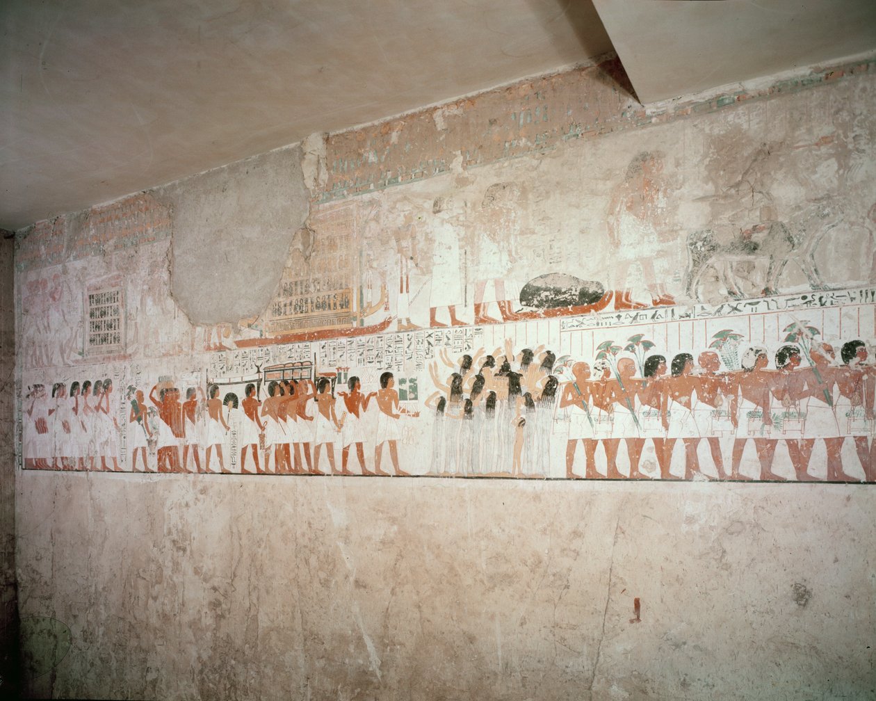 Interiér hrobky Ramose, Nová říše, cca 1360 př. n. l. (nástěnná malba) od Egyptian 18th Dynasty