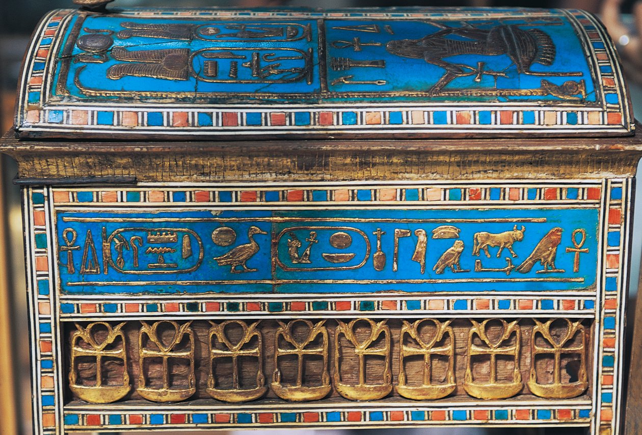 Šperky Amenhotepa III. a Teye, z hrobky Yuia a Thuia, Údolí králů, Egypt, Egyptská civilizace, Nová říše, Dynastie XVIII od Egyptian 18th Dynasty