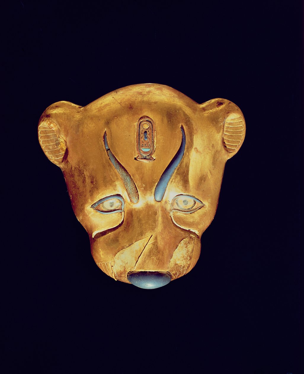 Hlava leoparda z Tutanchamonovy hrobky, Nová říše (dřevo pokryté gesso překryté zlatem) od Egyptian 18th Dynasty