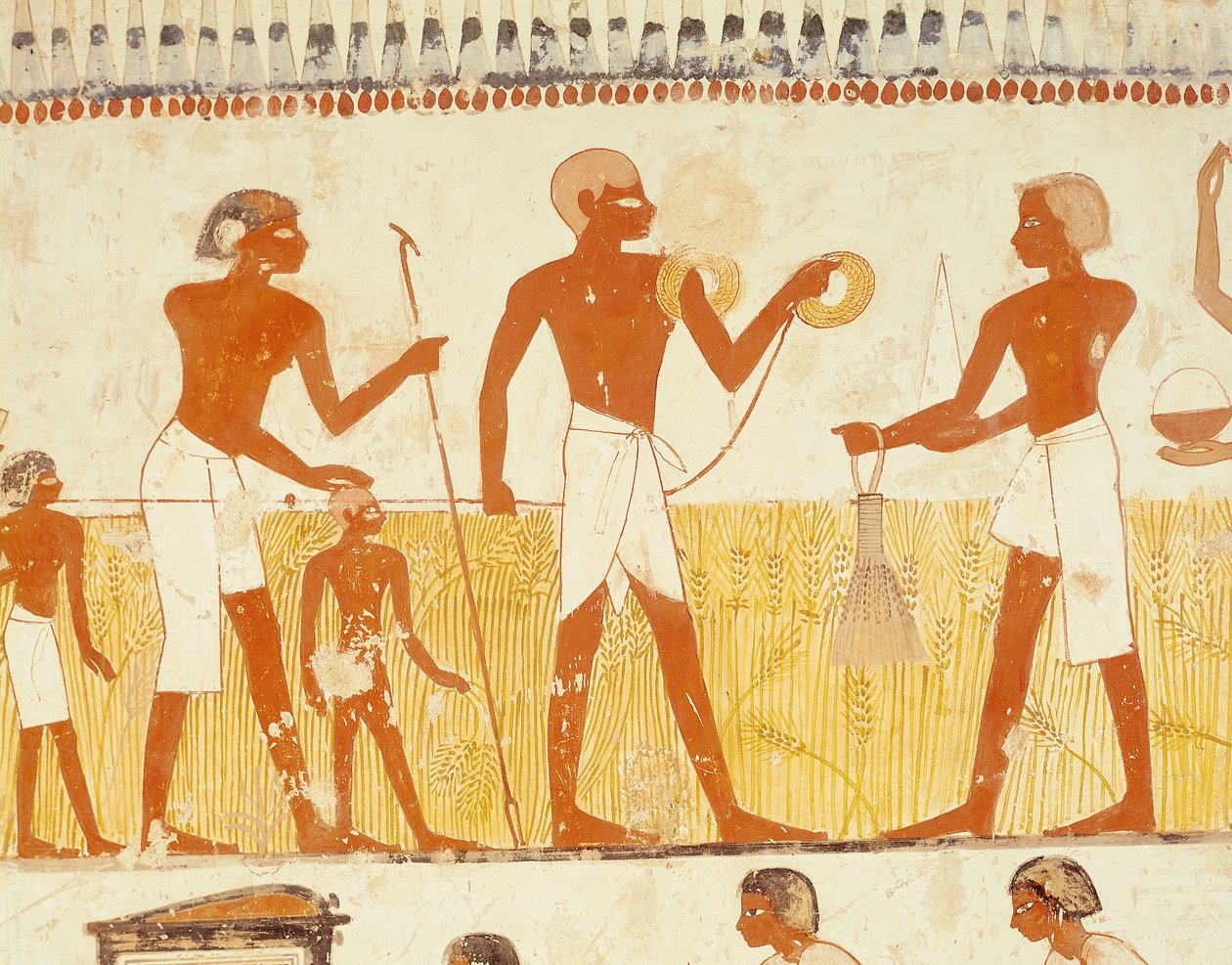 Měření země pomocí lana, z Tomb Chapel of Menna, Nová říše (nástěnná malba) (viz také 251666) od Egyptian 18th Dynasty