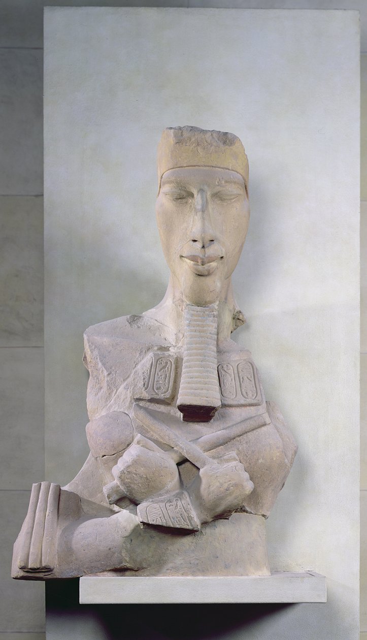Osirisův sloup Amenophis IV (Achnaton) z Karnaku, období Amarna, Nová říše, cca 1353-37 př.nl (pískovec) od Egyptian 18th Dynasty