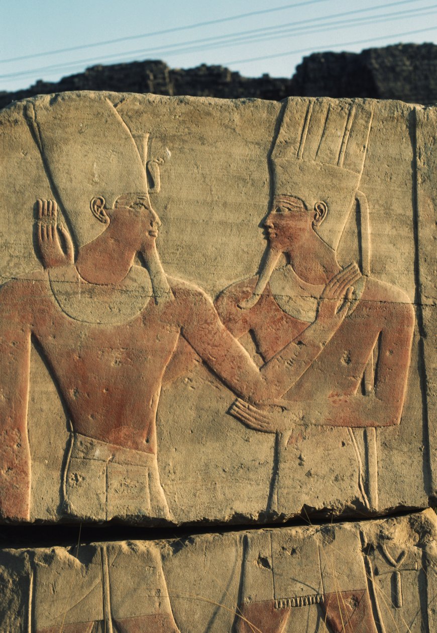 Malovaný reliéf, Amonův chrám, chrámový komplex v Karnaku (Seznam světového dědictví UNESCO) od Egyptian 18th Dynasty