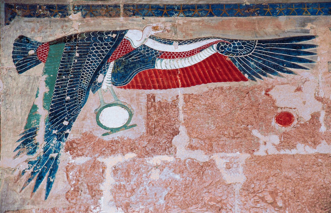 Malovaný reliéf supa z Horního Egypta, Hatšepsutin pohřební chrám, Deir el-Bahari, Luxor, Théby (Seznam světového dědictví UNESCO) od Egyptian 18th Dynasty