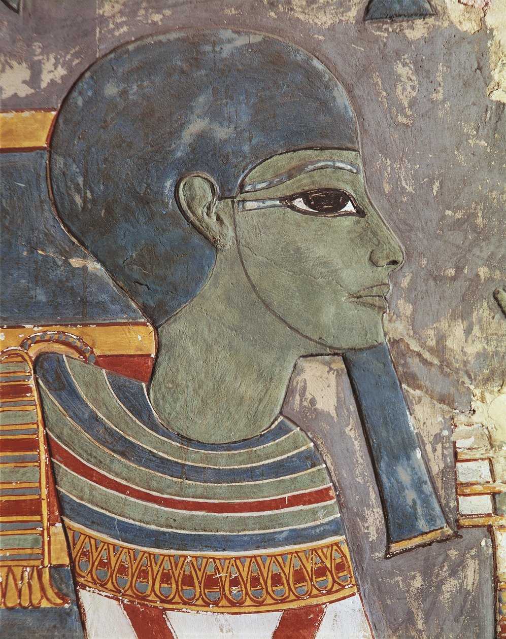 Malovaný reliéf boha Ptaha od Egyptian 18th Dynasty