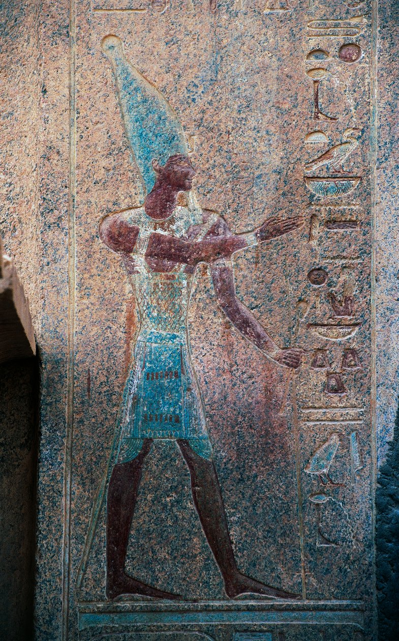 Faraon s korunou Horního Egypta, Hatšepsutin pohřební chrám, Deir el-Bahari, Thébská nekropole (Seznam světového dědictví UNESCO) od Egyptian 18th Dynasty
