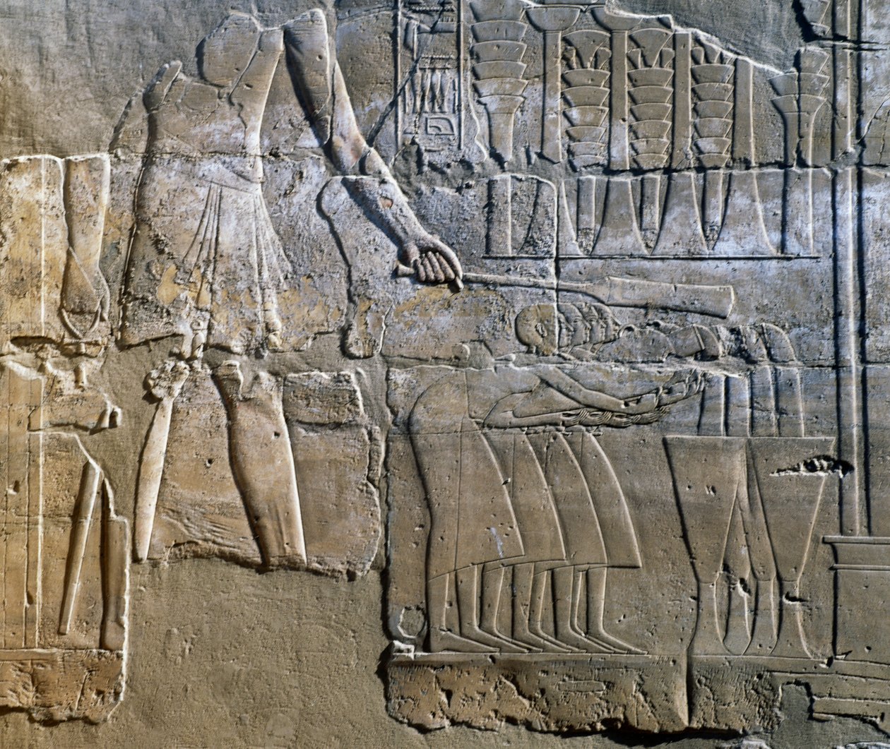 Kněz, který dohlíží na práci žen, nástěnný reliéf, kolonáda Amonova chrámu (Seznam světového dědictví UNESCO) od Egyptian 18th Dynasty