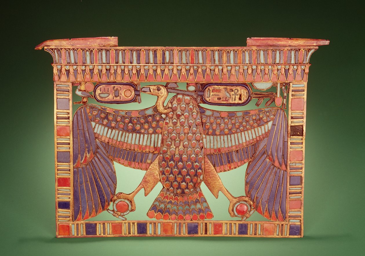 Pylonový hrudník zdobený supem z Horního Egypta, z hrobky Tutanchamona (asi 1370-52 př.nl) Nová říše (zlatá cloisonne vykládaná skleněnou pastou) od Egyptian 18th Dynasty