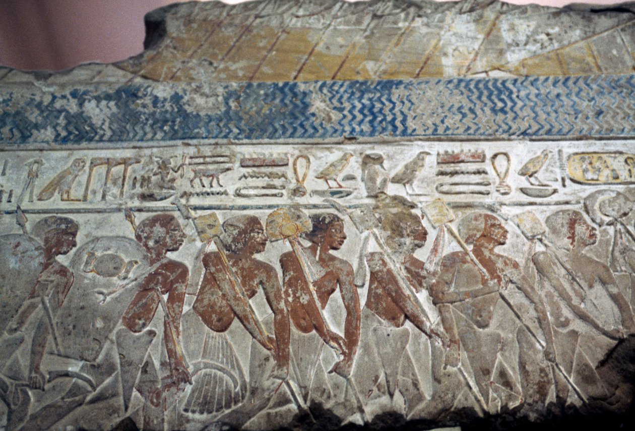 Reliéf vojenské přehlídky od Egyptian 18th Dynasty