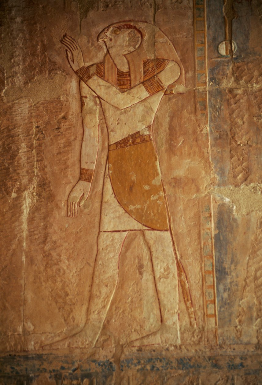 Reliéf s Horou, Hatšepsutin pohřební chrám, Deir el-Bahari, thébská nekropole (Seznam světového dědictví UNESCO) od Egyptian 18th Dynasty
