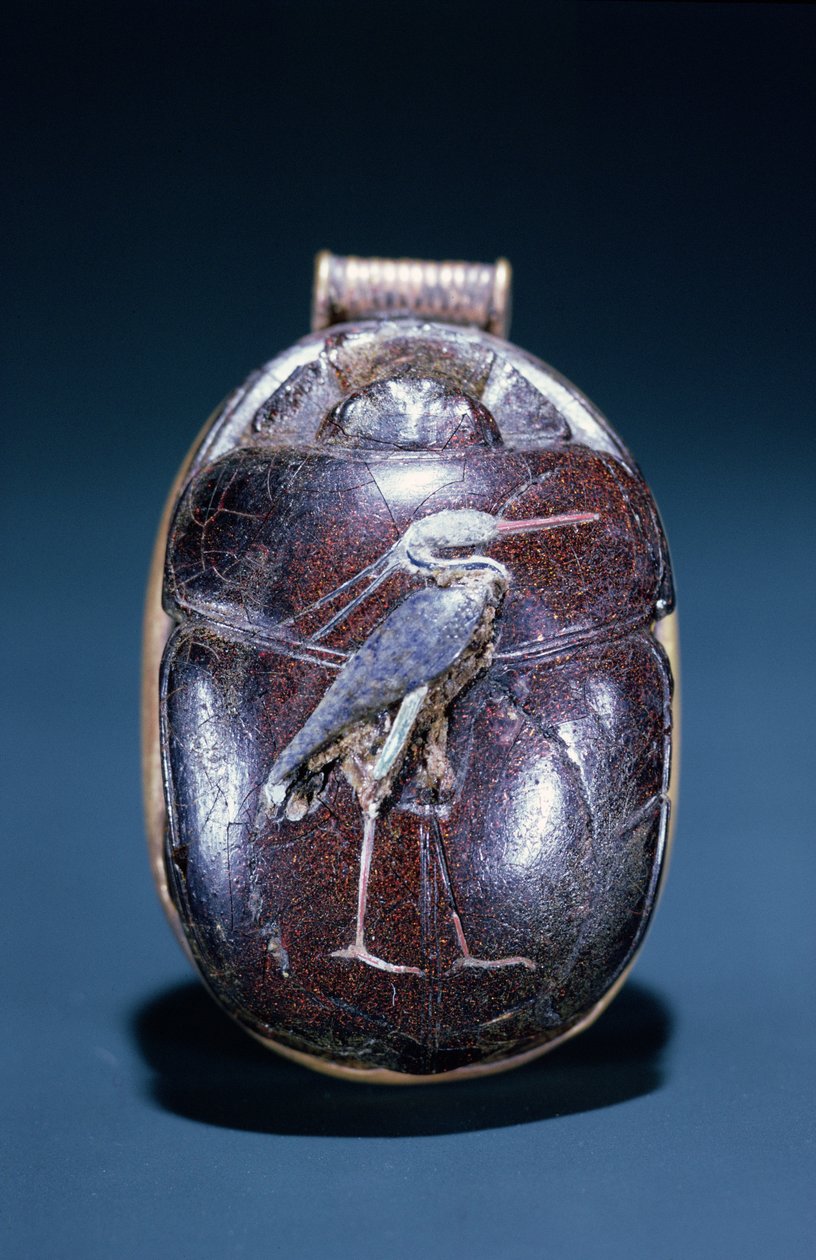 Skarabeus s Heronem, z Tutanchamonovy hrobky, Nová říše (zlato a cornelian) od Egyptian 18th Dynasty