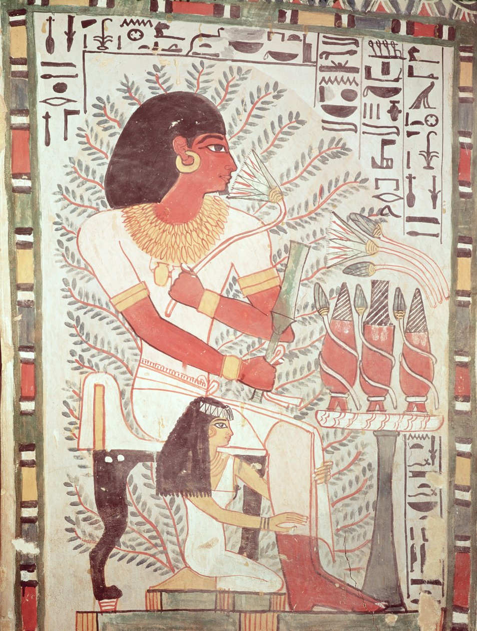 Sennefer sedí se svou ženou Meryt z hrobky Sennefer v Nové říši (nástěnná malba) od Egyptian 18th Dynasty
