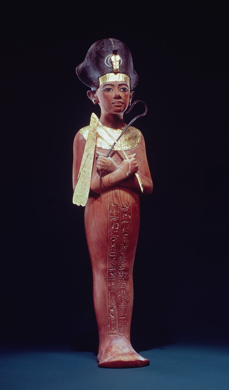 Šabti figura krále z Tutanchamonovy hrobky (asi 1370-1352 př.nl) Nová říše (pozlacené dřevo) od Egyptian 18th Dynasty