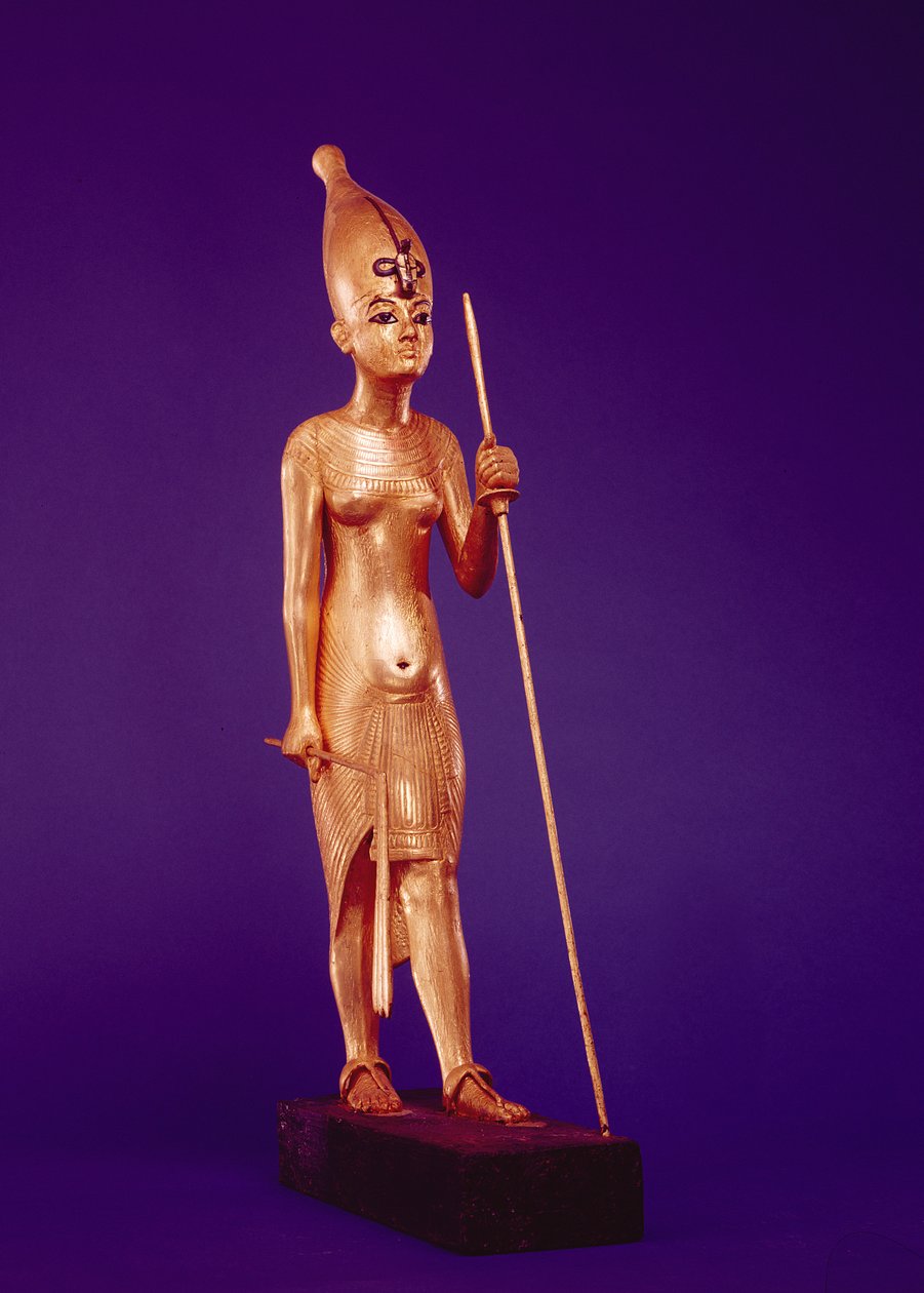 Soška krále z Tutanchamonovy hrobky (asi 1370-1352 př.nl) Nová říše (pozlacené dřevo) od Egyptian 18th Dynasty