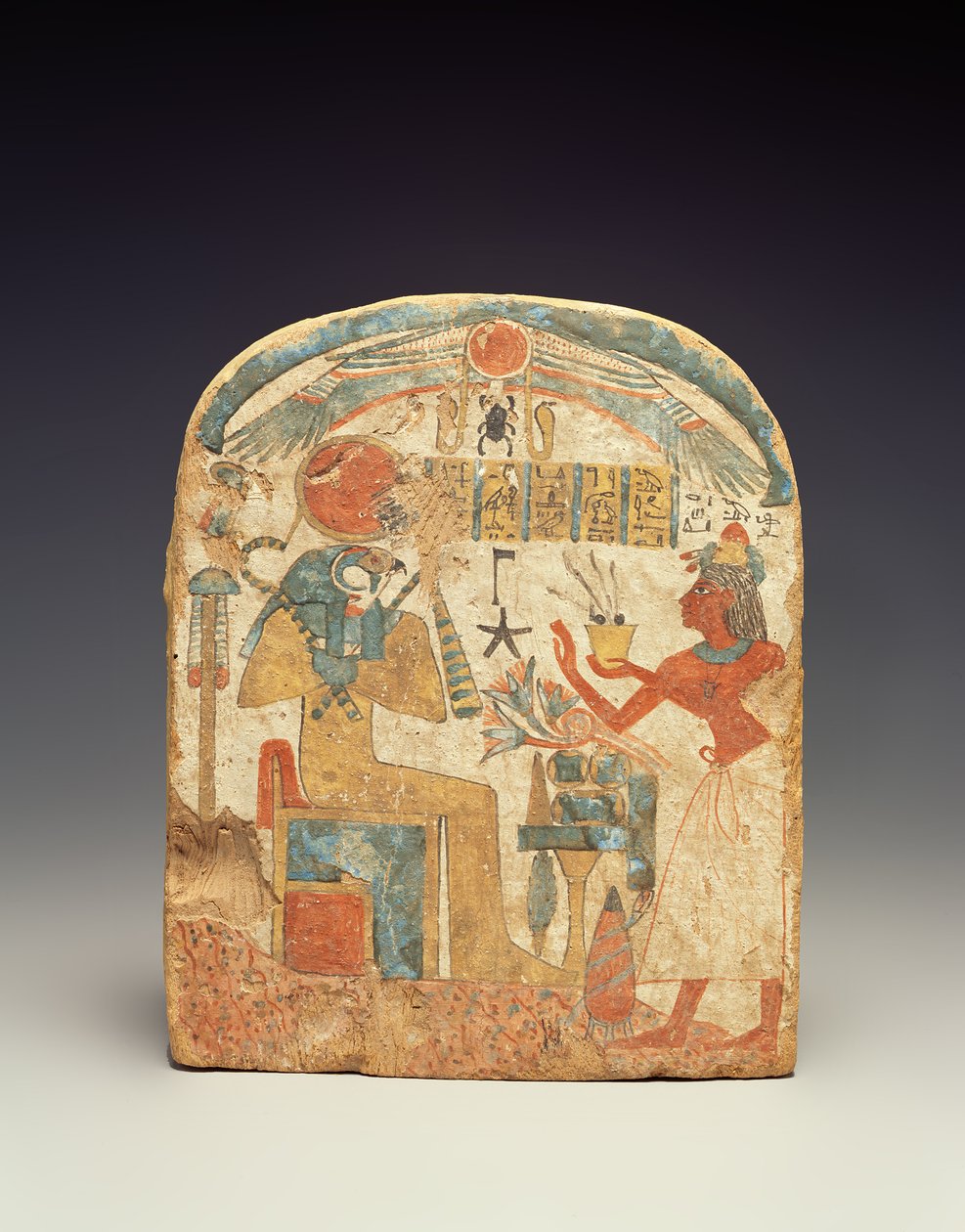 Stély zobrazující zesnulého před Horem, z Luxoru, Nová říše (malované dřevo) od Egyptian 18th Dynasty