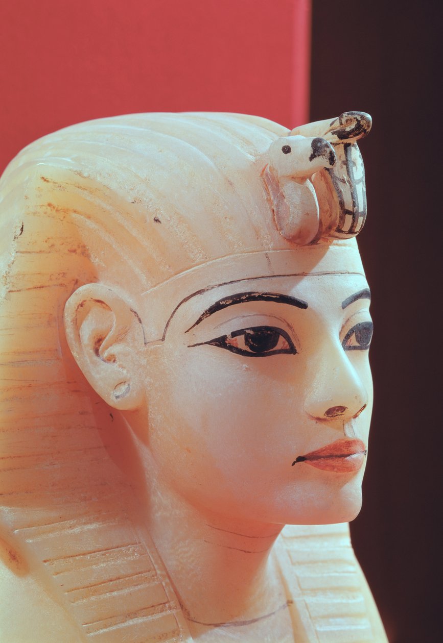 Zátka z jedné z baldachýnových uren, z hrobky Tutanchamona (asi 1370-52 př.nl) Nová říše (alabastr) od Egyptian 18th Dynasty