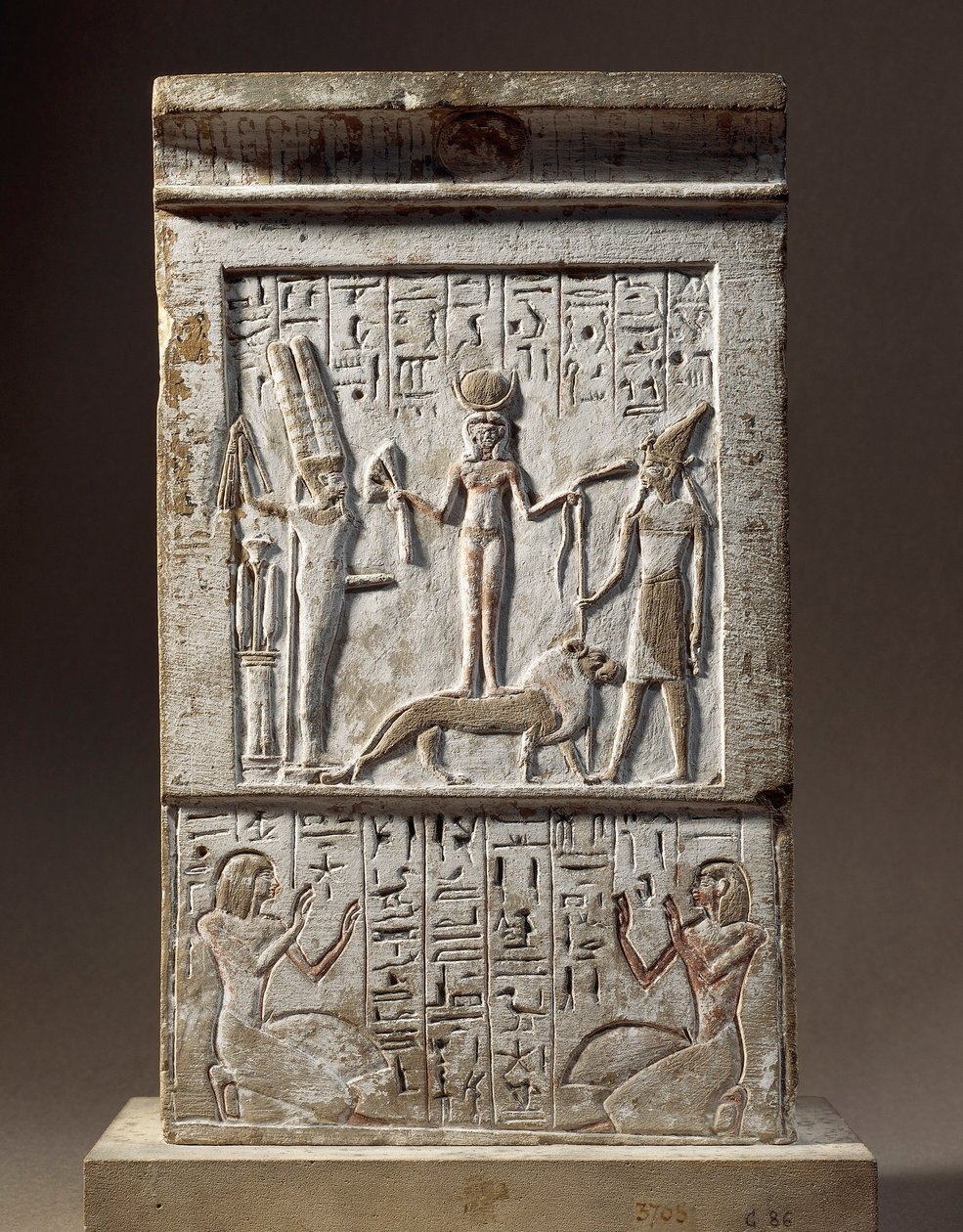Sýrie, Kádeš, stéla od Huye, řemeslníka z Údolí králů: dárce uctívá bohyni Kádeš a boha Rechepa. od Egyptian 18th Dynasty