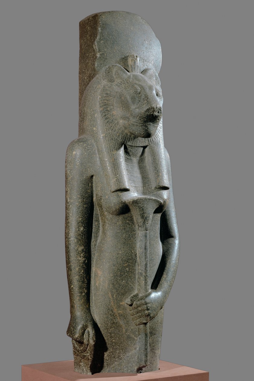 Bohyně Sekhmet držící žezlo v podobě stonku papyru ... od Egyptian 18th Dynasty