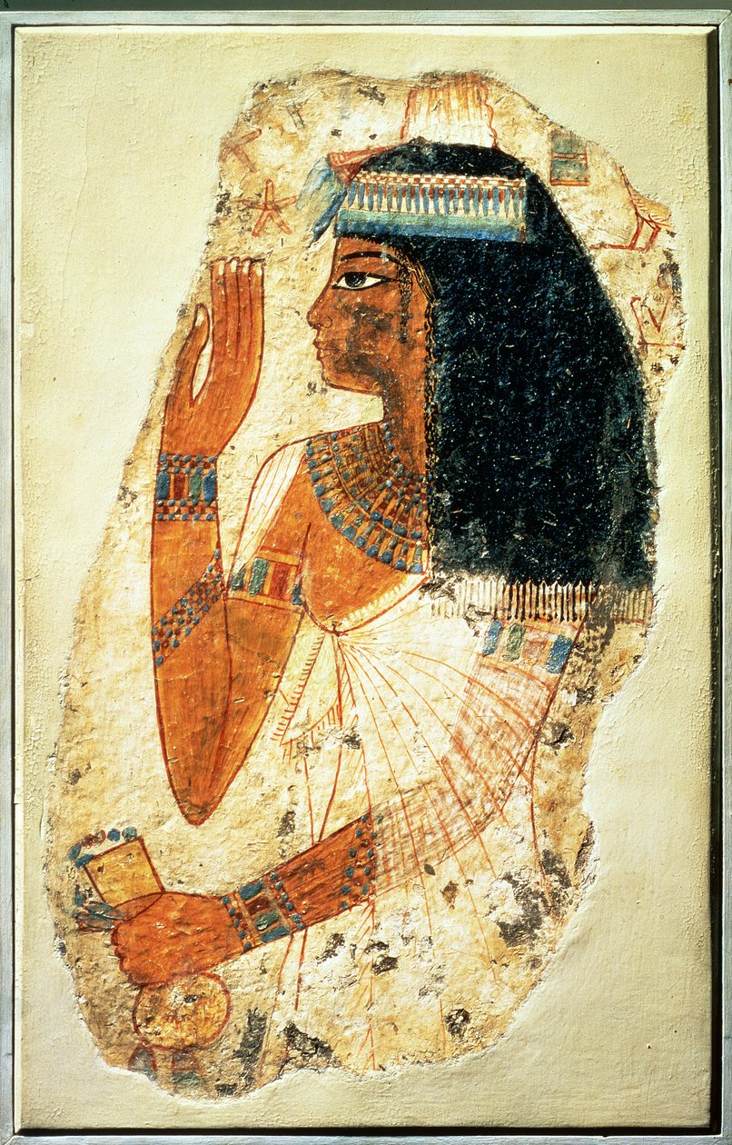 Žena Tjepu, z Théb, Hrobka 181, Nová říše (malovaná omítka) od Egyptian 18th Dynasty