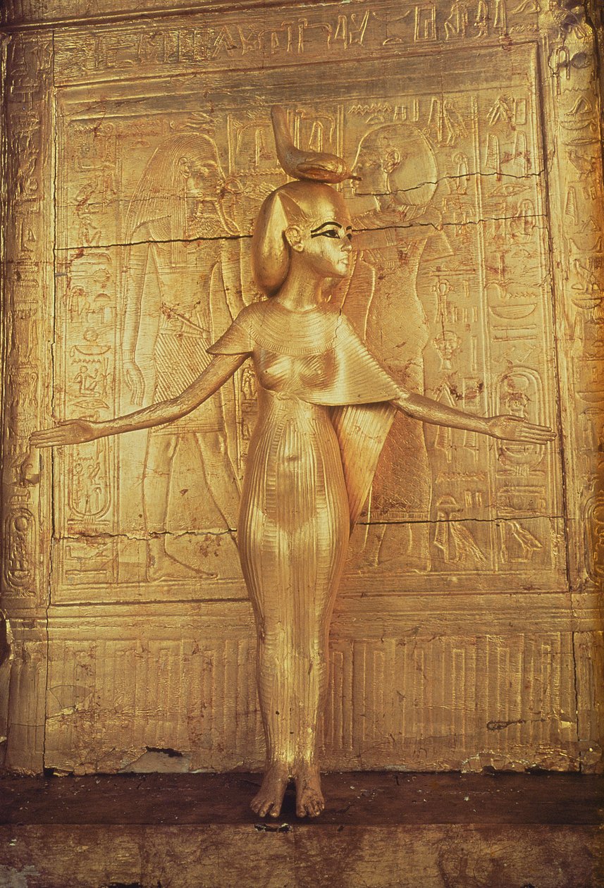 Bohyně Selket na kanopické svatyni, z hrobky Tutanchamona (asi 1370-1352 př. n. l.) Nová říše (pozlacené dřevo) (viz také 228567) od Egyptian 18th Dynasty