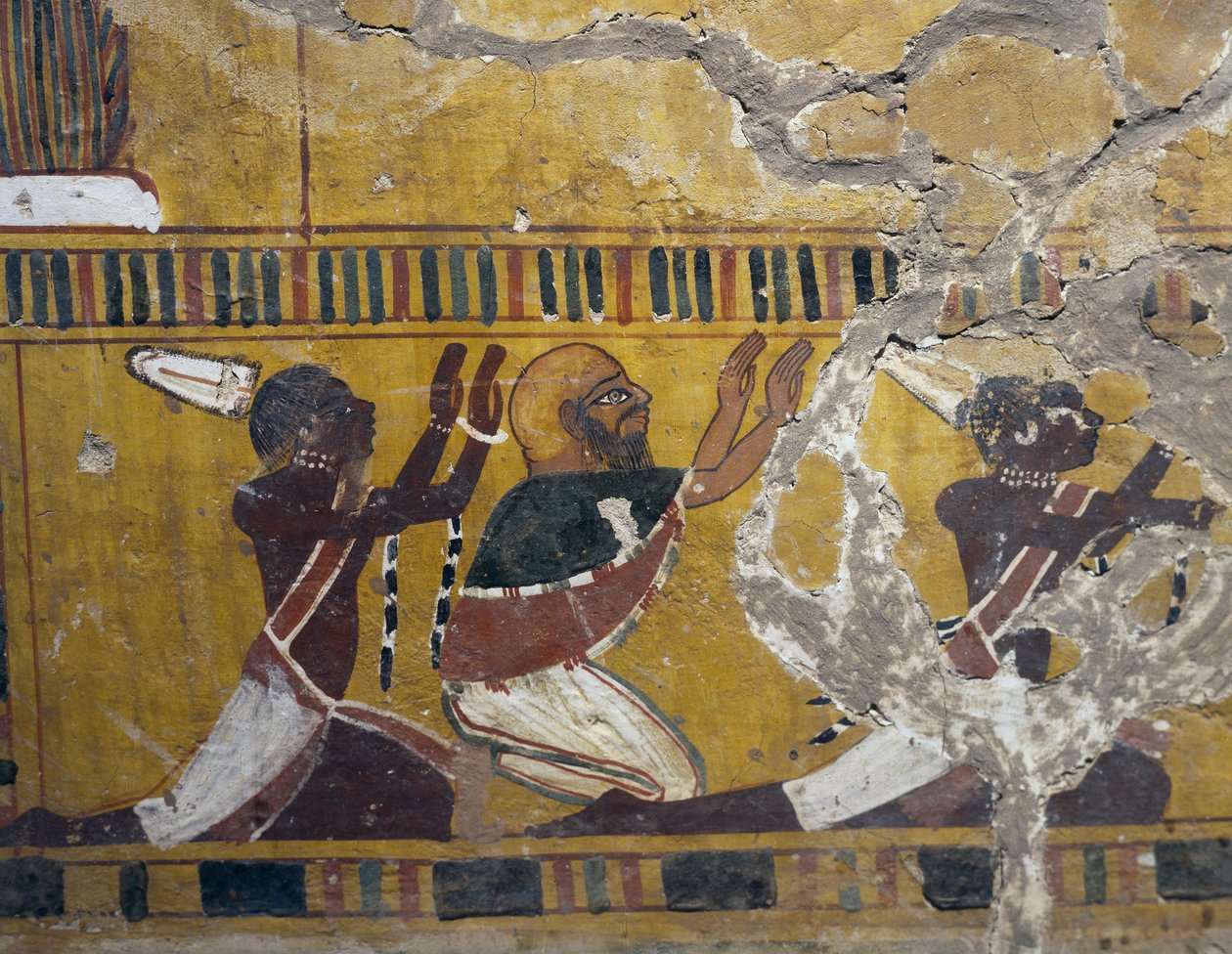 Podmaněné národy, Núbijci, Libyjci a Asiaté, malba z hrobky Amenhotepa III. v Thébách, Egyptská civilizace, Nová říše, XVIII. dynastie od Egyptian 18th Dynasty