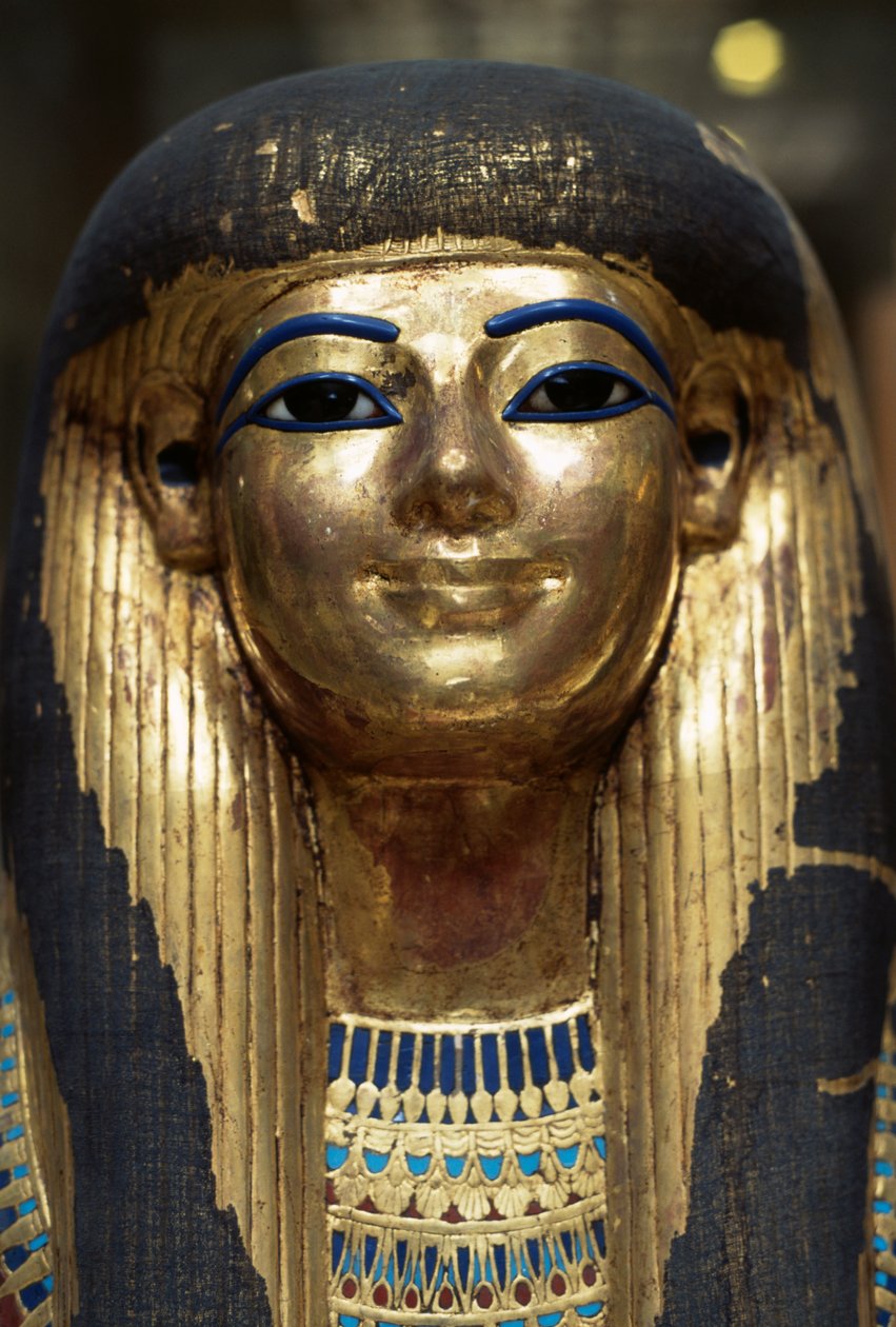 Tjuyova posmrtná maska, z hrobky Yuya a Tjuya, Údolí králů, Egypt, Egyptská civilizace, Nová říše, Dynastie XVIII od Egyptian 18th Dynasty
