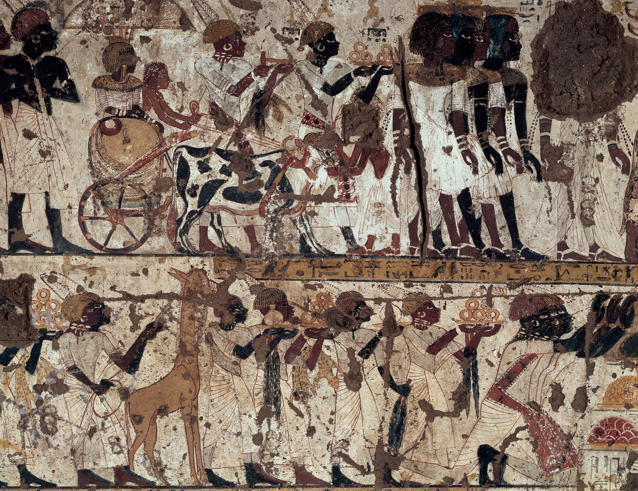 Pocta núbijské šlechtě krále Tutanchamona, hrobka Huy, Qurnet Murai, thébská nekropole (Seznam světového dědictví UNESCO) od Egyptian 18th Dynasty
