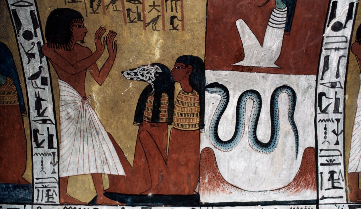 Nástěnná malba, hrobka Sennedjem, Údolí králů, Luxor, Théby (světové dědictví UNESCO) od Egyptian 18th Dynasty