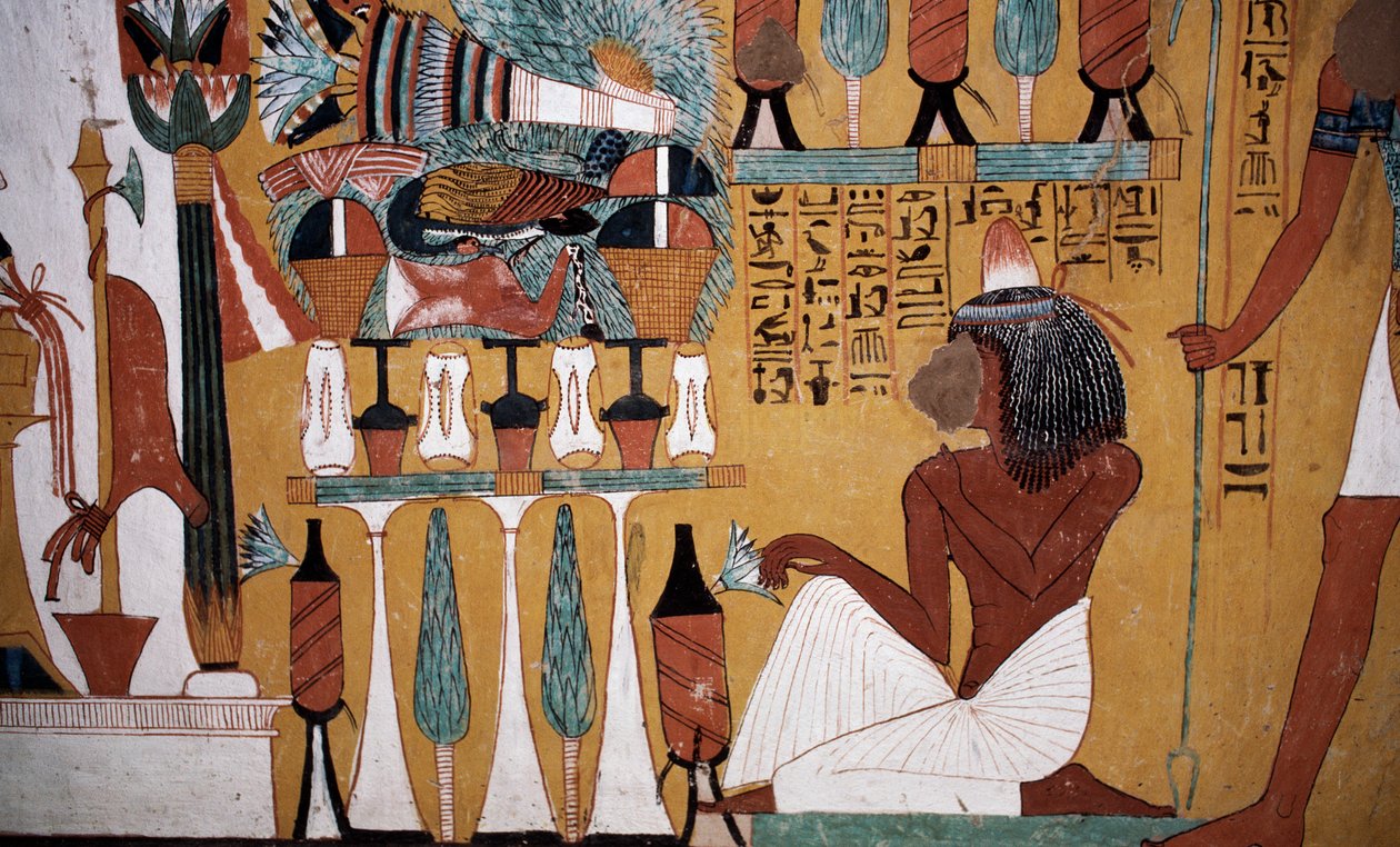 Nástěnná malba, hrobka Sennedjem, Údolí králů, Luxor, Théby (světové dědictví UNESCO) od Egyptian 18th Dynasty
