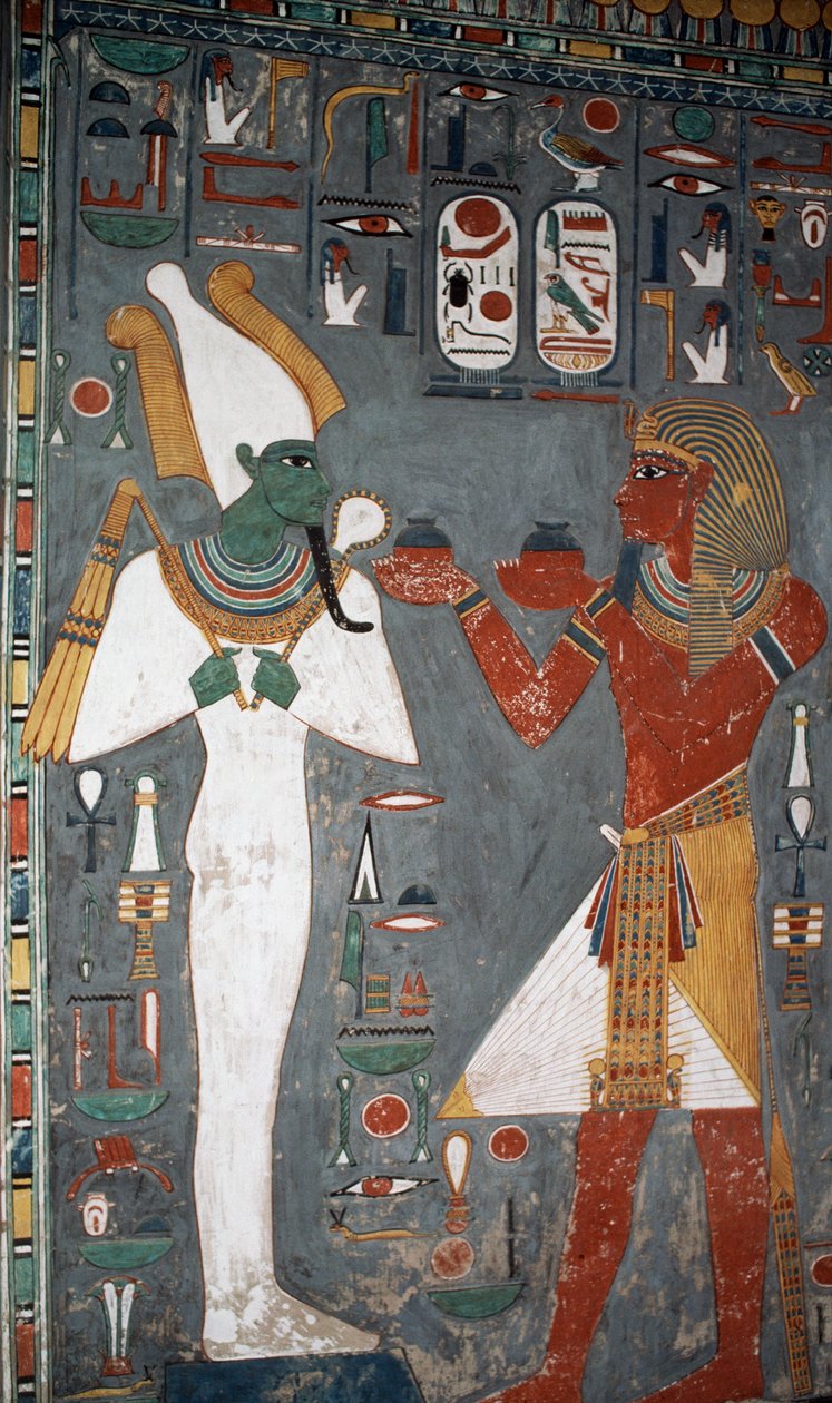 Nástěnná malba, hrobka Sennedjem, Údolí králů, Luxor, Théby (světové dědictví UNESCO) od Egyptian 18th Dynasty