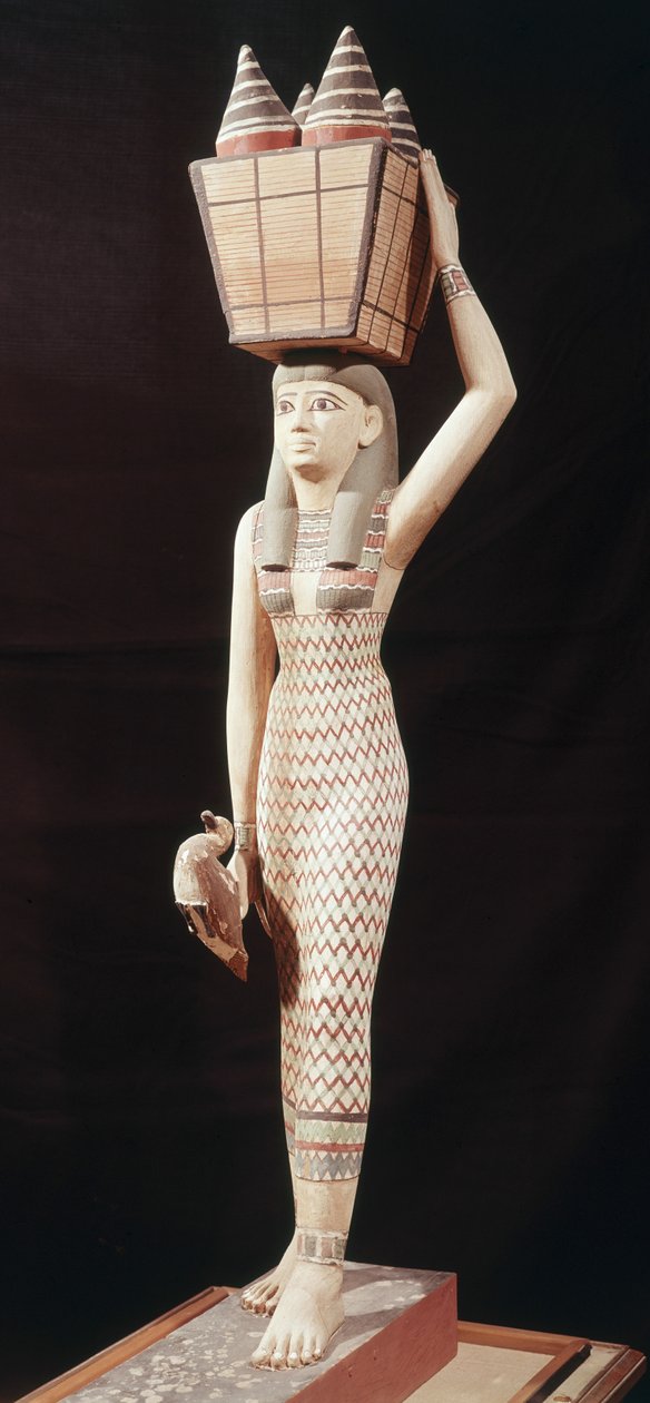 Žena nesoucí obětiny, Nová říše (lakované dřevo) od Egyptian 18th Dynasty