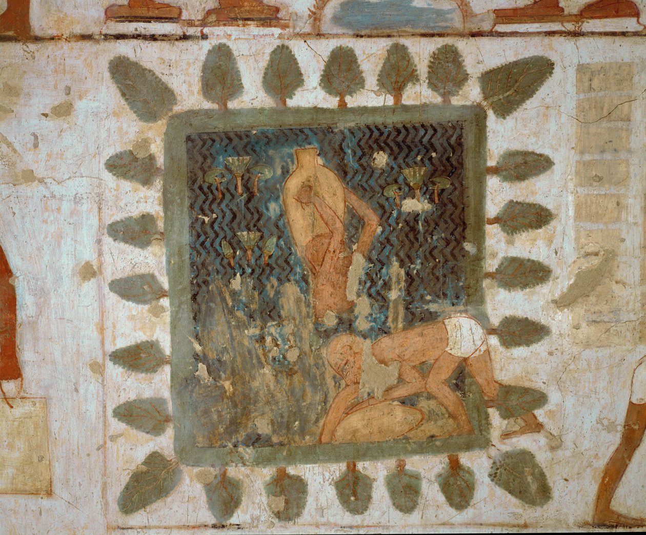 Dělníci nesoucí vázy (nástěnná malba) od Egyptian 18th Dynasty