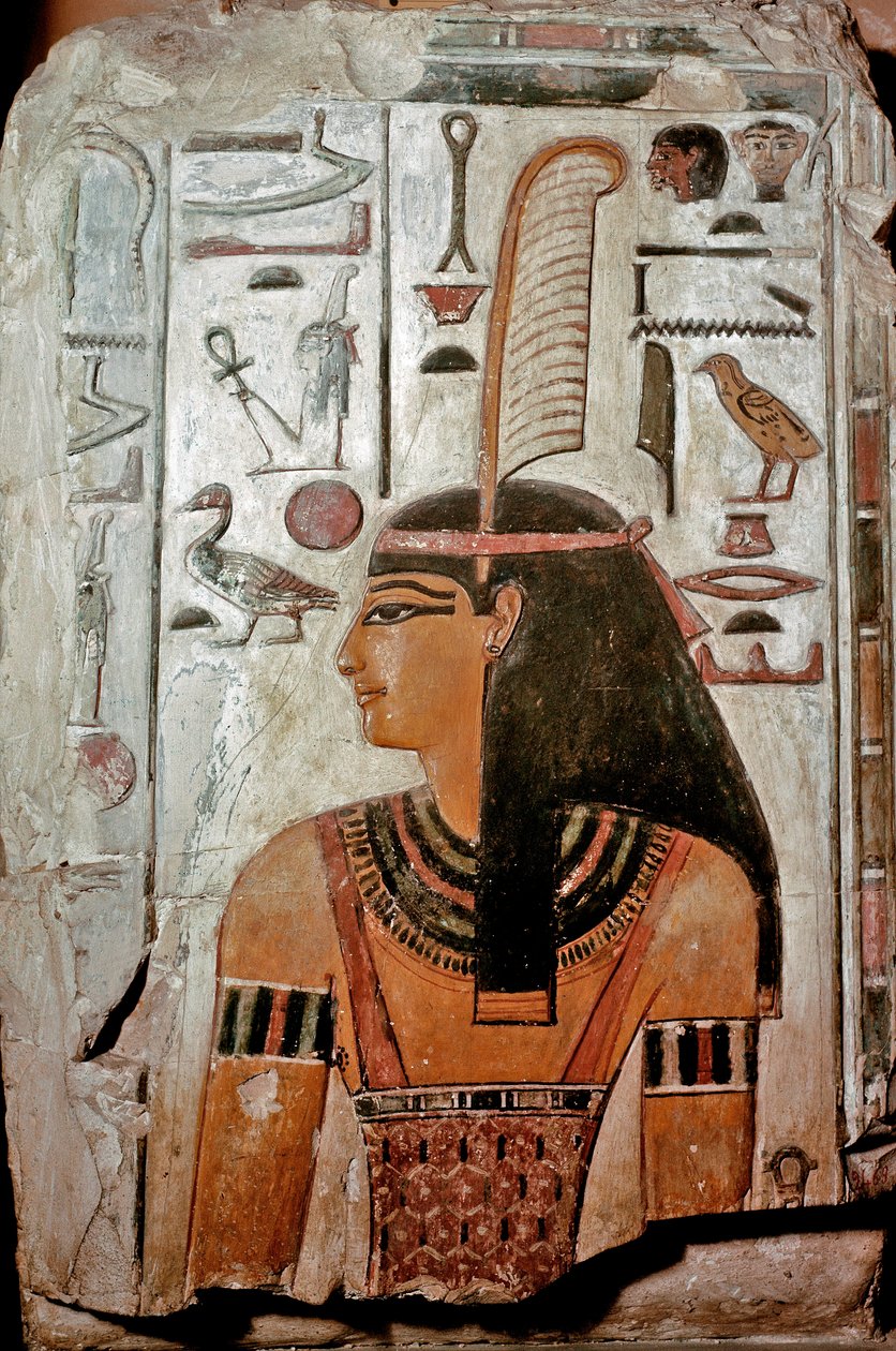 Umění Egypta: Hrobka Sethi I (KV 17). Maat, bohyně pravdy a spravedlnosti a hieroglyfů od Egyptian 19th Dynasty