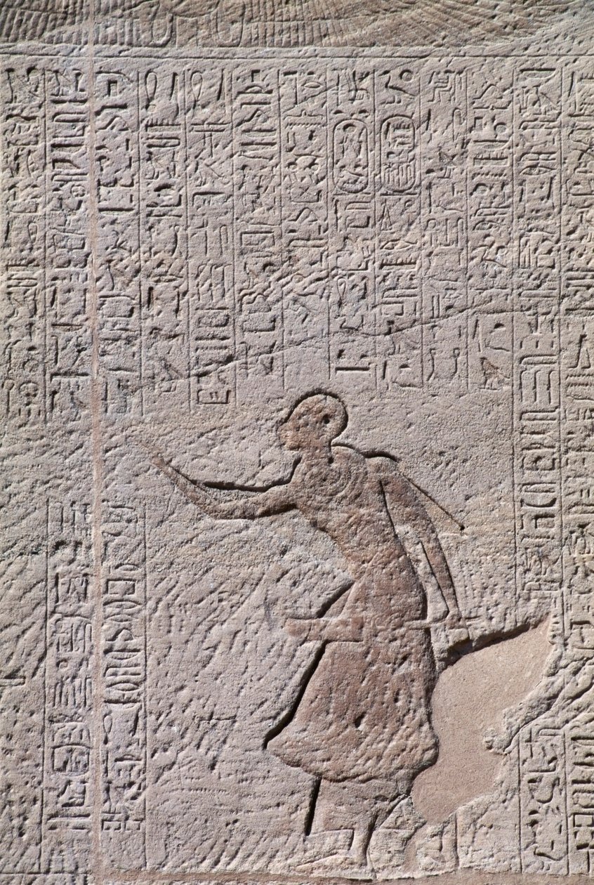 Basreliéf z malého Hathořina chrámu zasvěceného královně Nefertari, Abú Simbel (Seznam světového dědictví UNESCO) od Egyptian 19th Dynasty