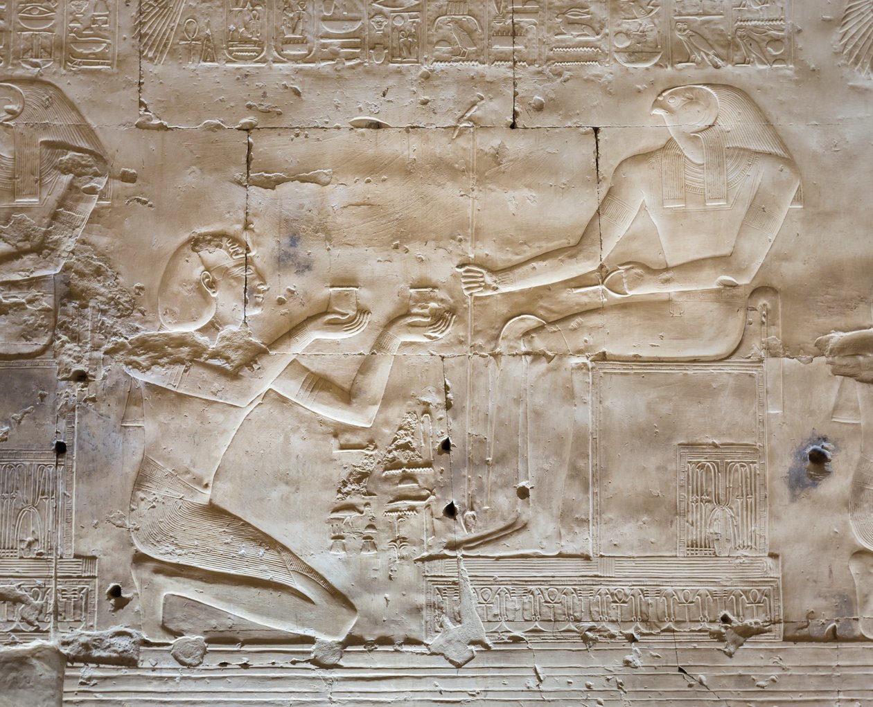Basreliéf, chrám Seti I, Abydos, Egypt od Egyptian 19th Dynasty