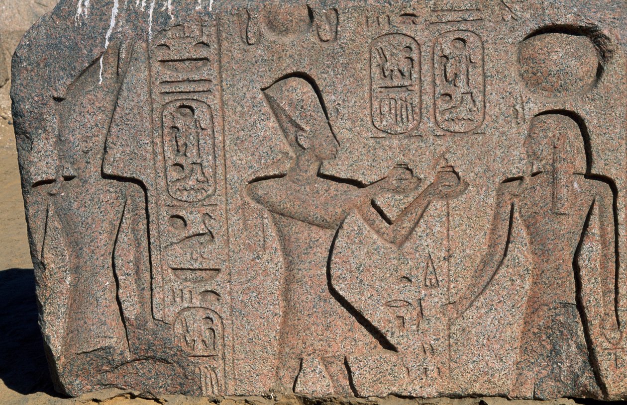 Blok s reliéfy a nápisy Ramesse II, Velký Amonův chrám, Tanis, Egypt, Egyptská civilizace, Nová říše, Dynastie XIX od Egyptian 19th Dynasty