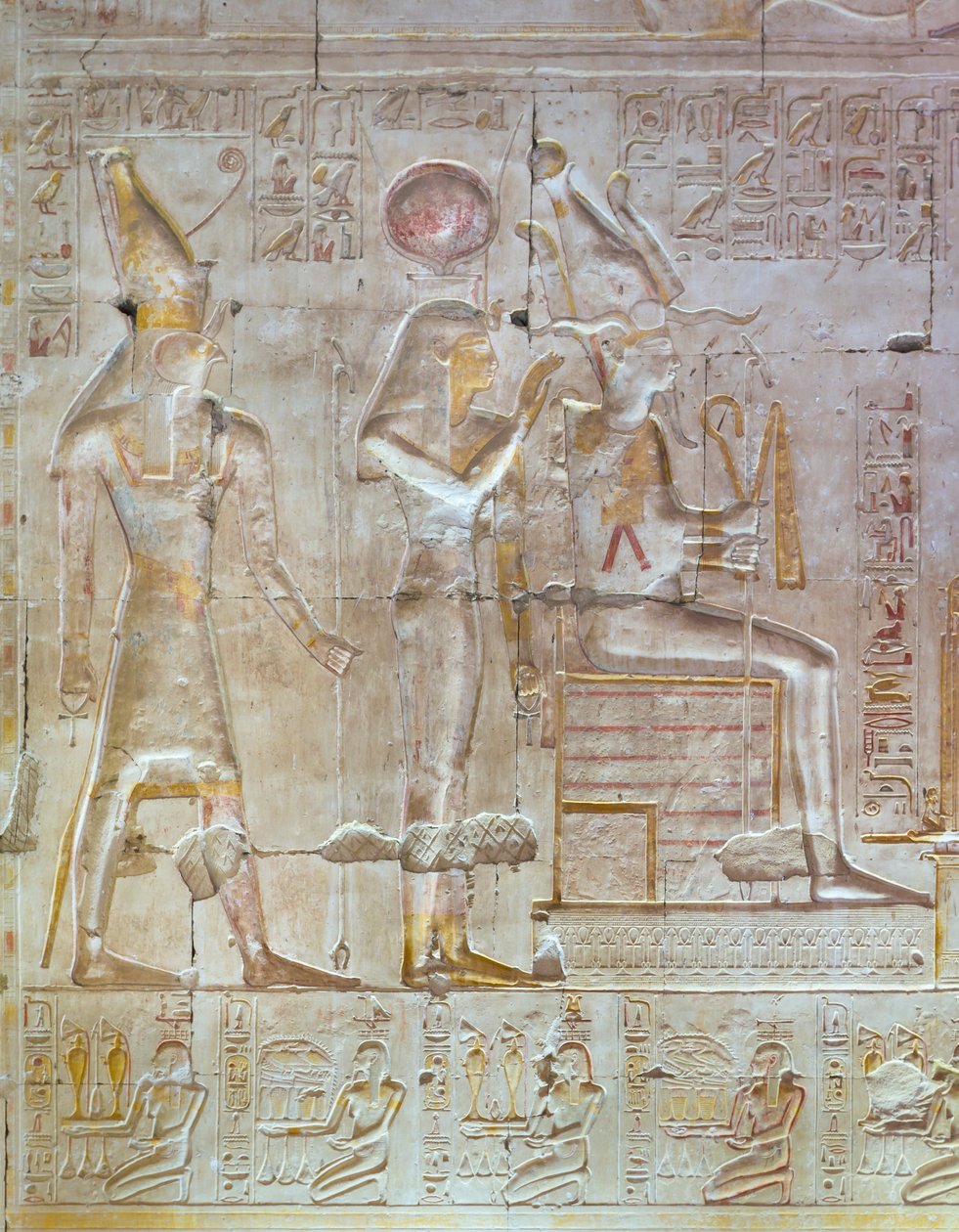 Värillinen kohokuvio, Seti I:n temppeli, Abydos, Egypti od Egyptian 19th Dynasty