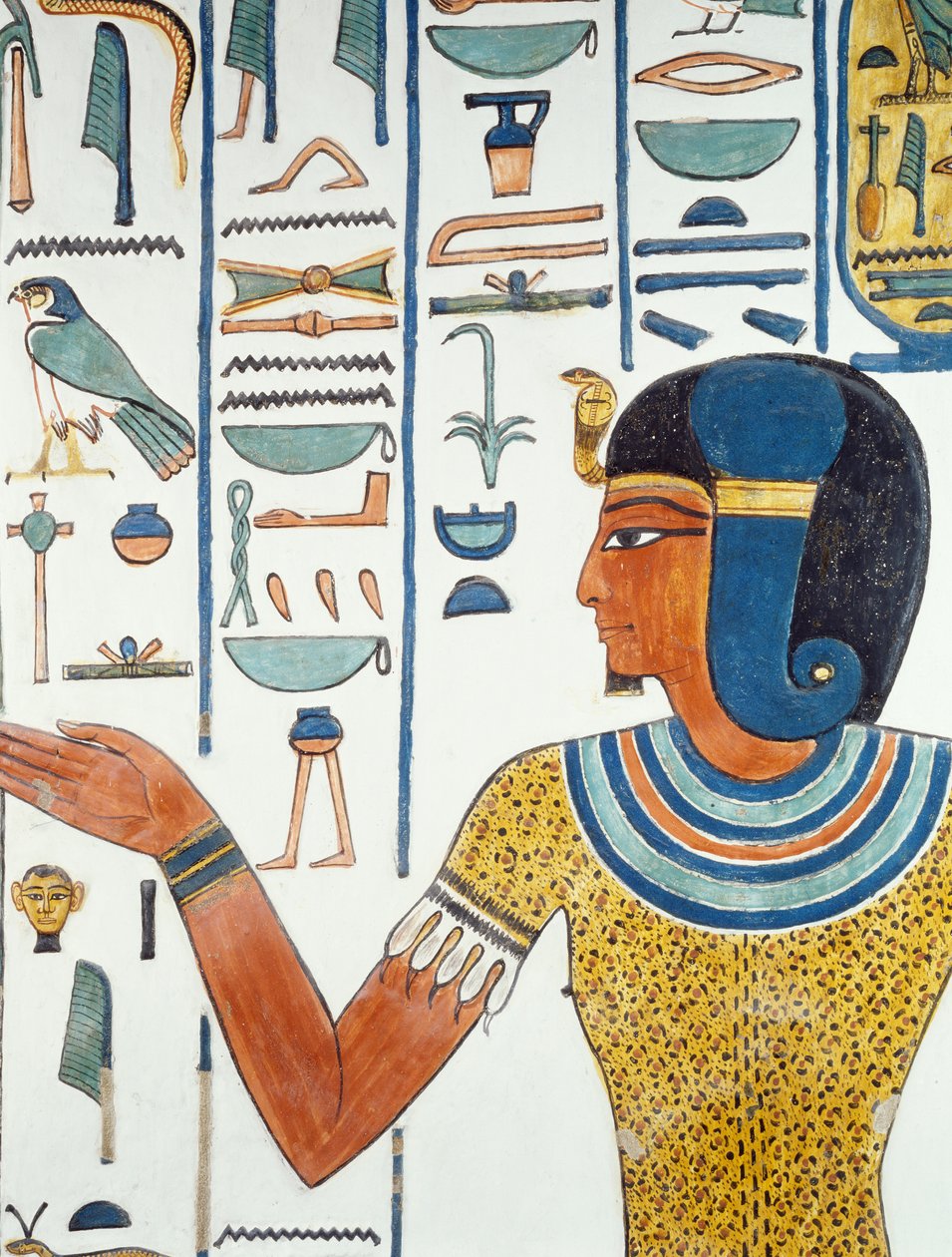 Sloup s Hornedjitefem, detail fresek v Nefertariho pohřební komoře, Údolí královen, Luxor, Théby (Seznam světového dědictví UNESCO od Egyptian 19th Dynasty