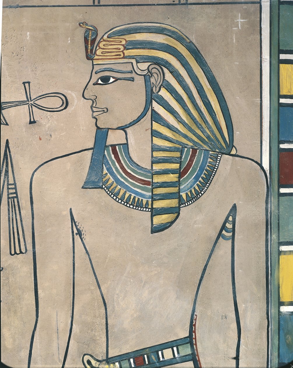 Egypt, starověké Théby, Údolí králů, nástěnná malba faraona Amenhotepa III od Egyptian 19th Dynasty