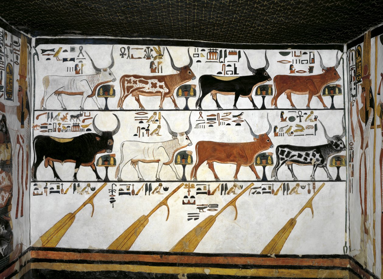 Egypt, Théby, Luxor, Údolí královen, Hrobka Nefertari, Příloha k předsíni, Nástěnné malby, Ilustrovaná kniha mrtvých, Kapitola 89 od Egyptian 19th Dynasty
