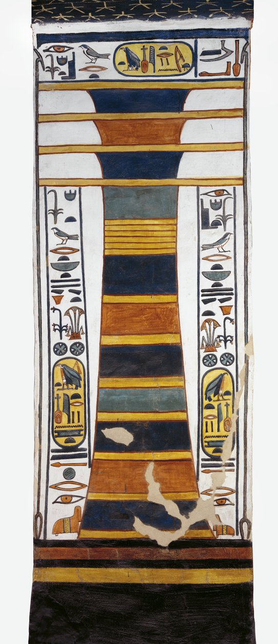 Egypt, Théby, Luxor, Údolí královen, hrobka Nefertari, sloup Djed představující Osirisovu páteř nesoucí vzkříšení kostní dřeně uvnitř, z 19. dynastie od Egyptian 19th Dynasty