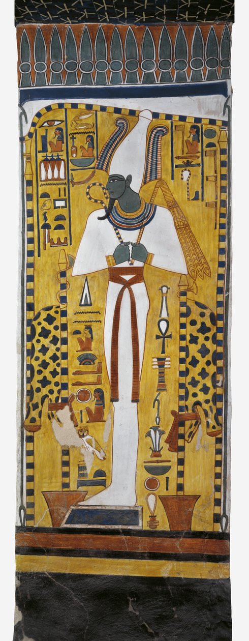 Egypt, Théby, Luxor, Údolí královen, Hrobka Nefertari, nástěnná malba Osiris v pohřební komoře z 19. dynastie od Egyptian 19th Dynasty