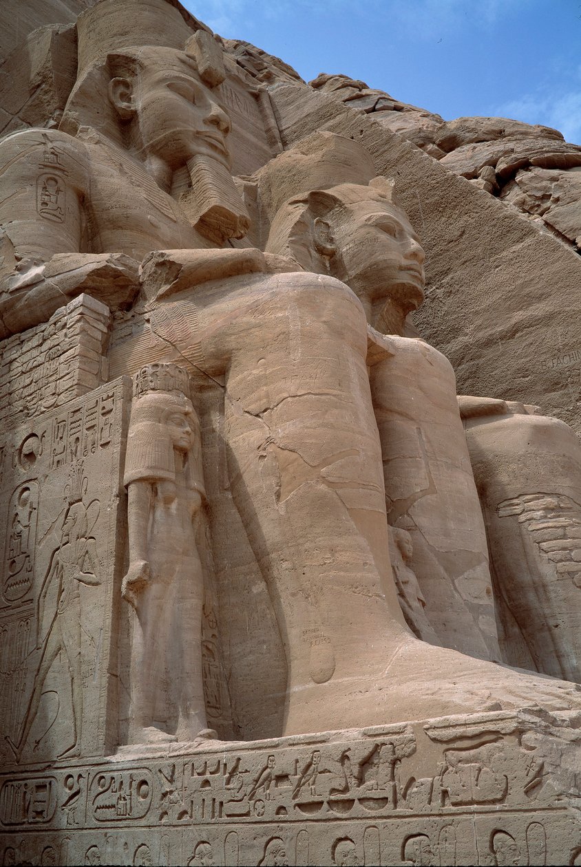 Egyptský starověk: Kolos z chrámu Ramsese II. 1271-1256 před naším letopočtem. Abu Simbel (Abu Simbel), Asuán, Egypt od Egyptian 19th Dynasty