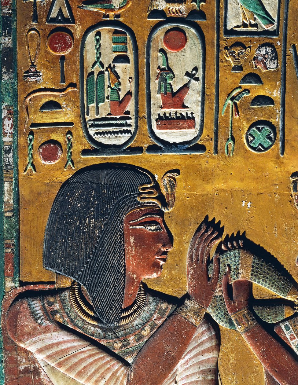 Bohyně Hathor nabízí svůj náhrdelník faraonovi (nízký reliéf) od Egyptian 19th Dynasty
