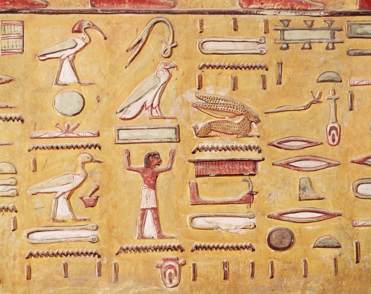 Hieroglyfy z hrobky Seti I, Nová říše (nástěnná malba) od Egyptian 19th Dynasty