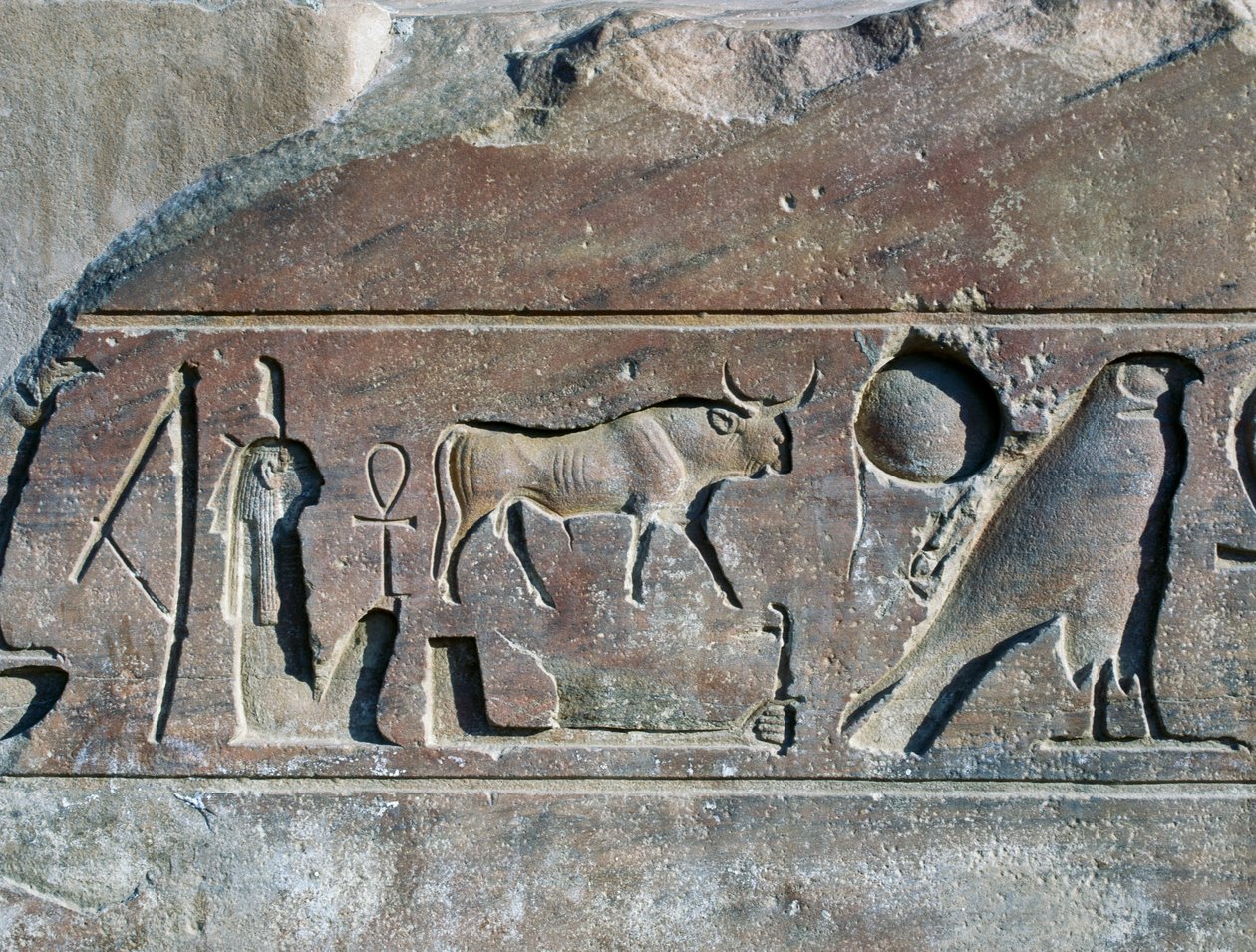 Hieroglyfy se jménem Ramsese II., podstavec obelisku, Amonův chrám (Památka světového dědictví UNESCO) od Egyptian 19th Dynasty
