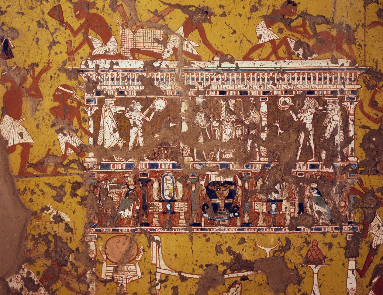 Zhotovení vyřezávaného pohřebního vozu, freska, Hrobka sochaře Ipy, Deir el-Medina Theban Necropolis (Seznam světového dědictví UNESCO) od Egyptian 19th Dynasty