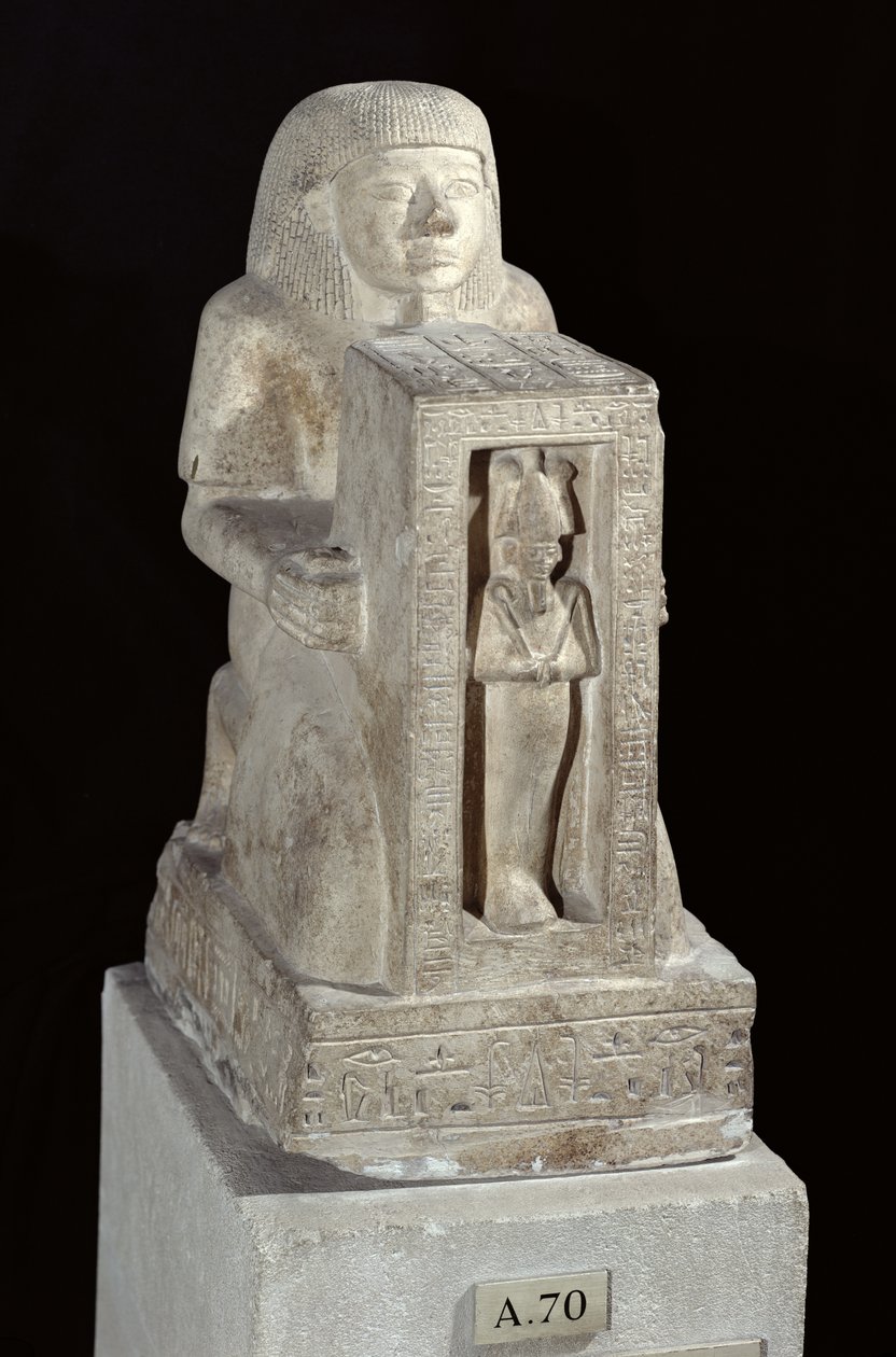 Socha královského písaře Setiho s Osirisem v naosu, Nová říše, asi 1279-1213 př. n. l. (vápenec) od Egyptian 19th Dynasty