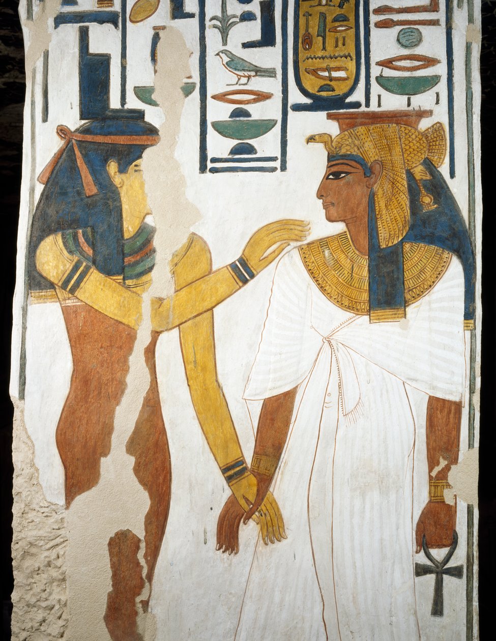 Nefertari, detail z fresek v druhé komoře Hrobky Nefertari, Údolí královen, Luxor, Théby (Seznam světového dědictví UNESCO od Egyptian 19th Dynasty