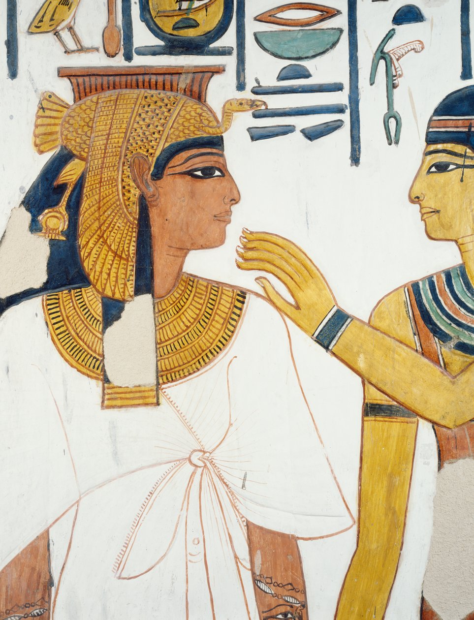 Nefertari se setkává s bohyní Isis, freska, severní průčelí čtvrtého pilíře, pohřební komora, Hrobka Nefertari (QV66), Údolí královen, Théby (Seznam světového dědictví UNESCO od Egyptian 19th Dynasty